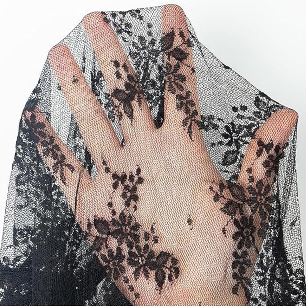 NWOT Black Sheer Lace Top - Picture 5 of 10